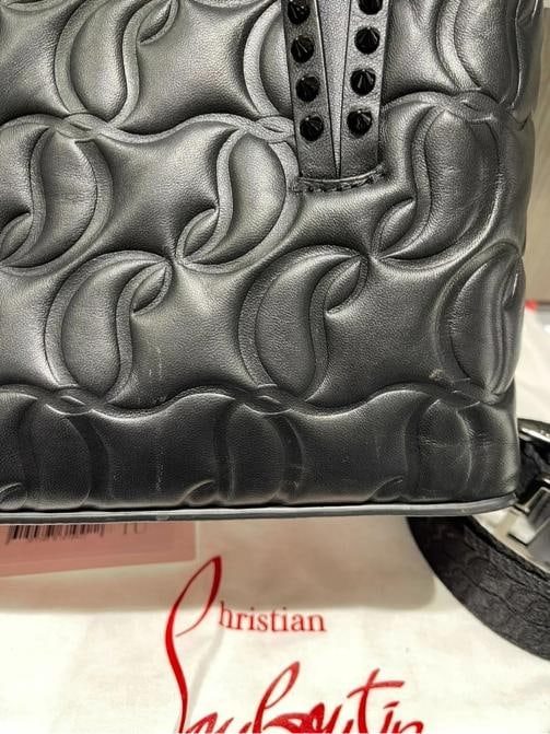 Christian Louboutin Nappa Embossed Mini East West Cabata Tote Black - 7