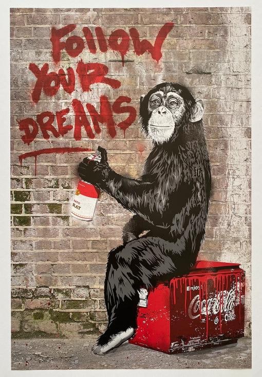 MR. BRAINWASH " FOLLOW YOUR DREAMS " RARE LITHOGRAPH PRINT POP ART POSTER: Condition: Used,Artist: MR. BRAINWASH,Unit of Sale: Single-Piece Work,Size: Medium (up to 36in.),Signed: No,Color: Multi-Color,Date of Creation: 2000-Now,Product: Poster,Title: " Follow Your Dreams ",