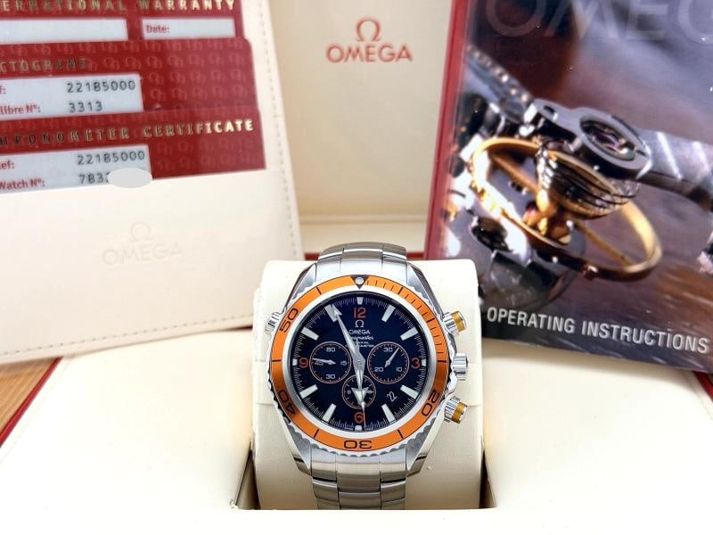 Omega Seamaster Planet Ocean 600M Chronograph 2218.50.00 45.5mm Steel Box Paper: Condition: Pre-owned - Excellent,Bezel Color: Orange,Movement: Mechanical (Automatic,With Papers: Yes,Band/Strap: Bracelet,Reference Number: 2218.50.00, 22185000,Brand: OMEGA,Case Color: