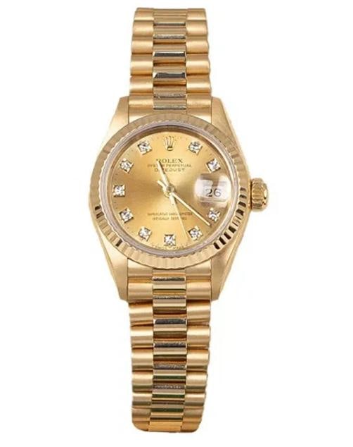 Rolex DateJust 69178 President 1992 Papers 18k Champagne Diamond Dial Watch 26MM (1 of 2)