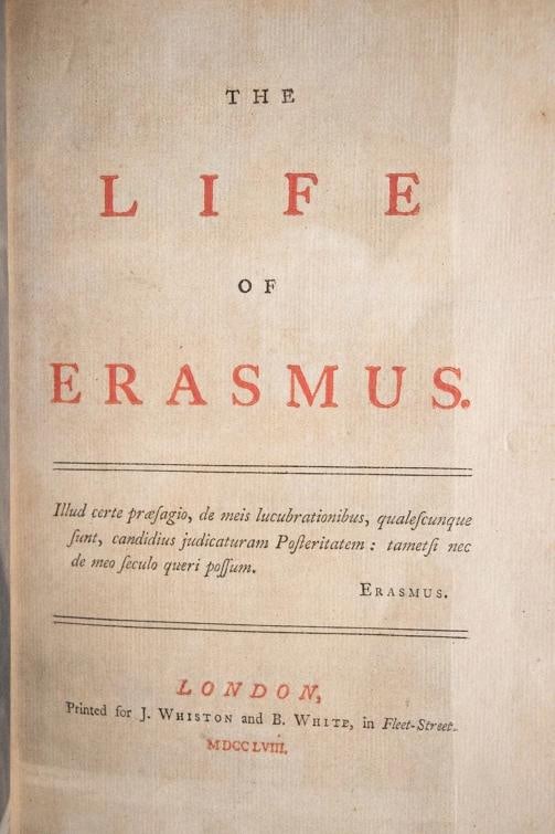 John Jortin / The Life of Erasmus 1st Edition 1758 - 9
