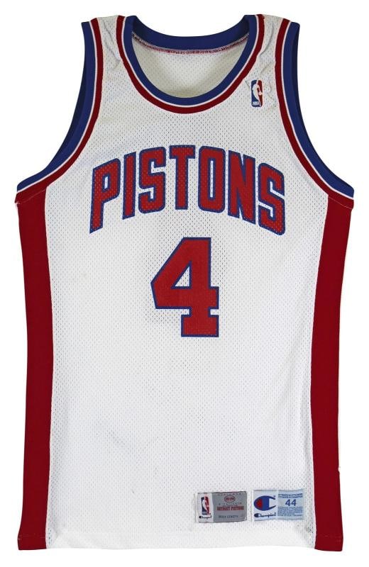 Pistons Joe Dumars Signed 1993-94 Game Issued / Worn White Jersey BAS #AA03173 - 4
