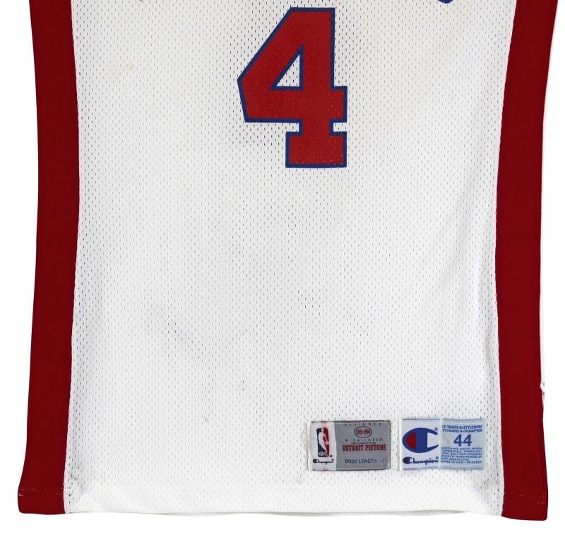 Pistons Joe Dumars Signed 1993-94 Game Issued / Worn White Jersey BAS #AA03173 - 5