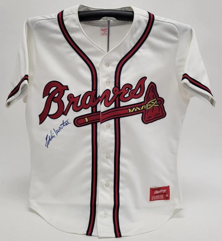Eddie Mathews Signed Atlanta Braves Authentic Rawlings Jersey Beckett Certified: Sport: Baseball,Player: Eddie Mathews,Signed: Yes,Original/Reprint: Original,Autograph Authentication: Beckett Authentication Services (BAS),Product: Jersey,Team: Atlanta Braves,Country of Origin: