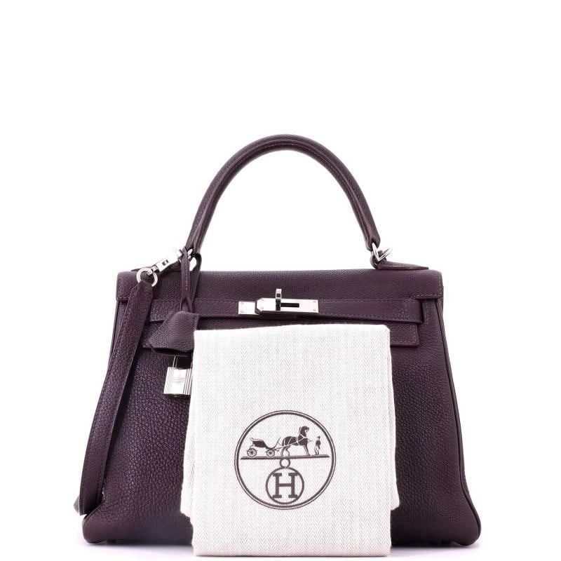 Hermes Kelly Handbag Purple Togo with Palladium Hardware 28 - 2