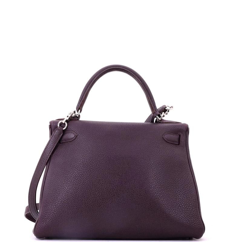 Hermes Kelly Handbag Purple Togo with Palladium Hardware 28 - 4