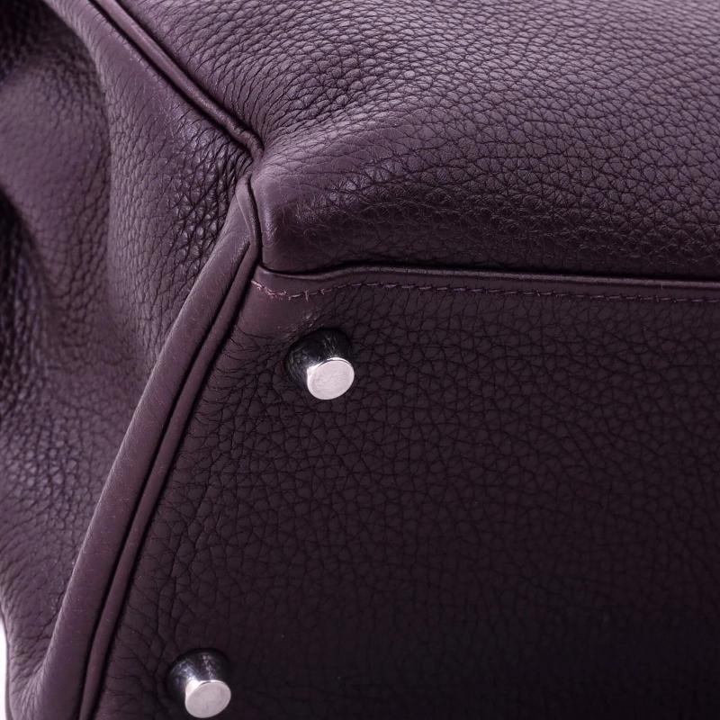 Hermes Kelly Handbag Purple Togo with Palladium Hardware 28 - 8