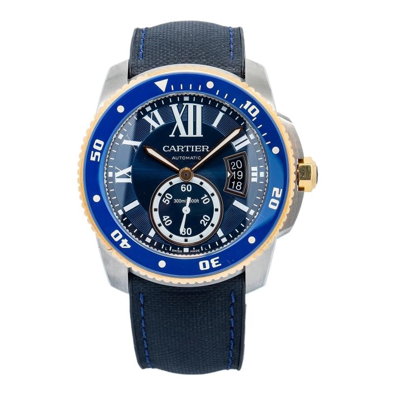 Cartier Calibre Diver W2CA0008 Two Tone Rose Blue Dial With 2017 Papers 42mm: Condition: Pre-owned - Good: This item has been gently used but is in good condition. It might have a few signs ... Read moreabout the conditionPre-owned - Good: This item has been gently used but is