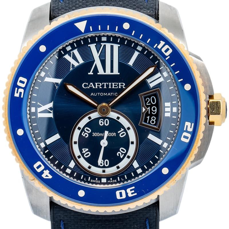 Cartier Calibre Diver W2CA0008 Two Tone Rose Blue Dial With 2017 Papers 42mm - 2