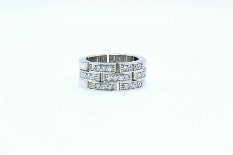 Cartier Maillon Panther 3 Row Diamond Wedding Band Ring 18k White Gold $8,750 - 2