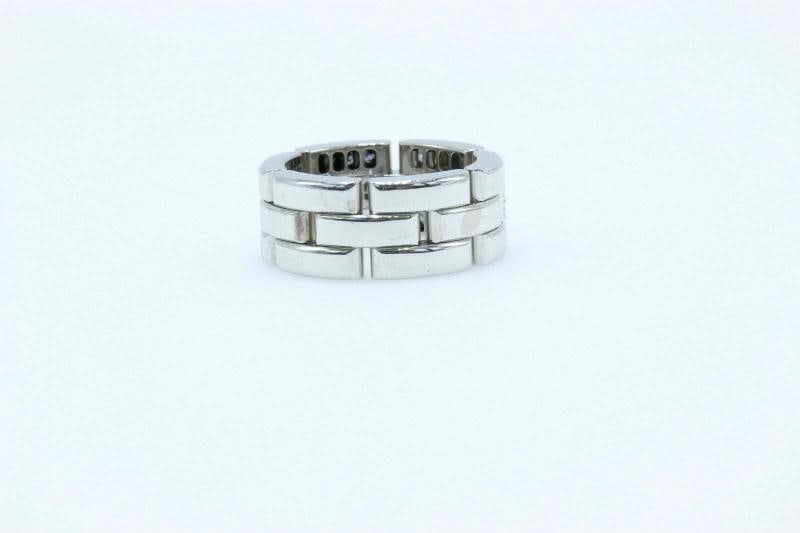 Cartier Maillon Panther 3 Row Diamond Wedding Band Ring 18k White Gold $8,750 - 9