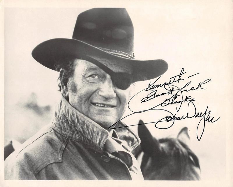 John Wayne True Grit "Good Luck" Authentic Signed 8x10 B&W Photo JSA #BB39621: Object Type: Photograph,Autograph Authentication: JSA,Industry: Movies,Original/Reproduction: Original,PRODUCT_COA: JSA,PRODUCT_SIGNED_BY_NAME: John Wayne,PRODUCT_SIGNED_BY_BRAND: True Grit,Country