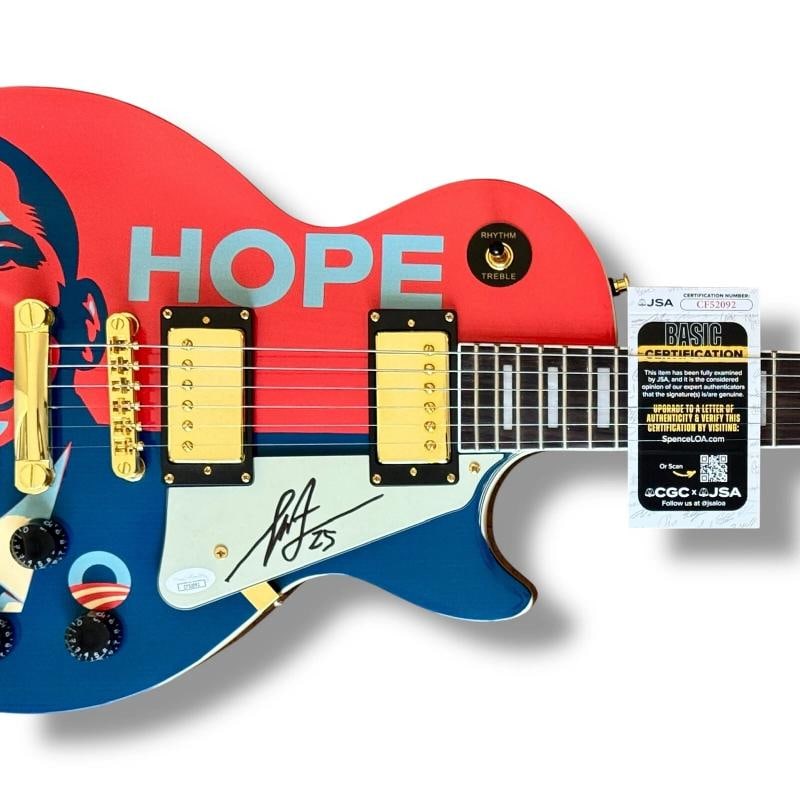 Shepard Fairey Signed Guitar Custom Graphics JSA COA Barrack Obama HOPE - 2