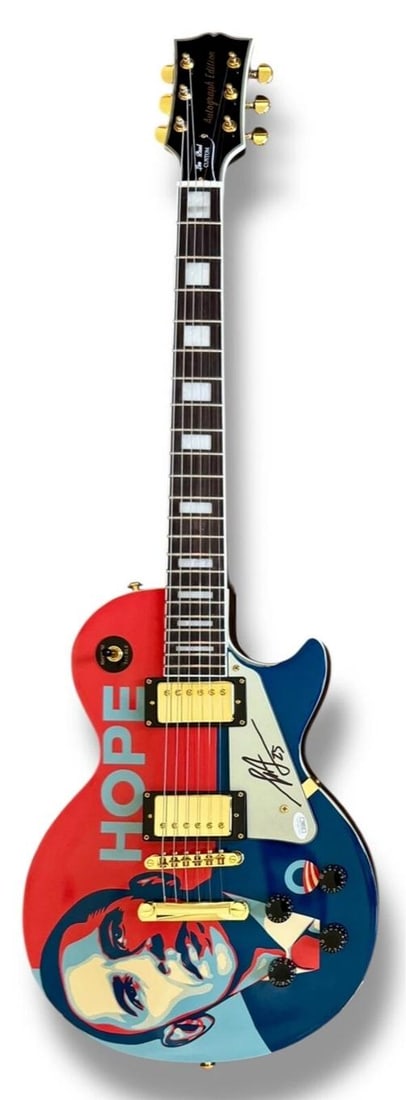 Shepard Fairey Signed Guitar Custom Graphics JSA COA Barrack Obama HOPE - 3