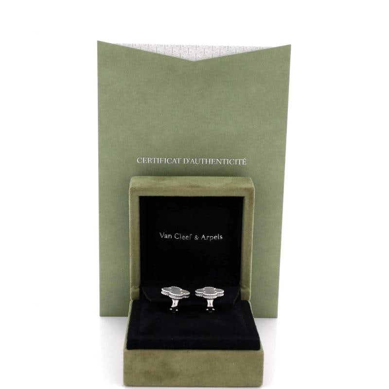 Van Cleef & Arpels Vintage Alhambra Earrings 18K White Gold and Mother of Pearl - 2