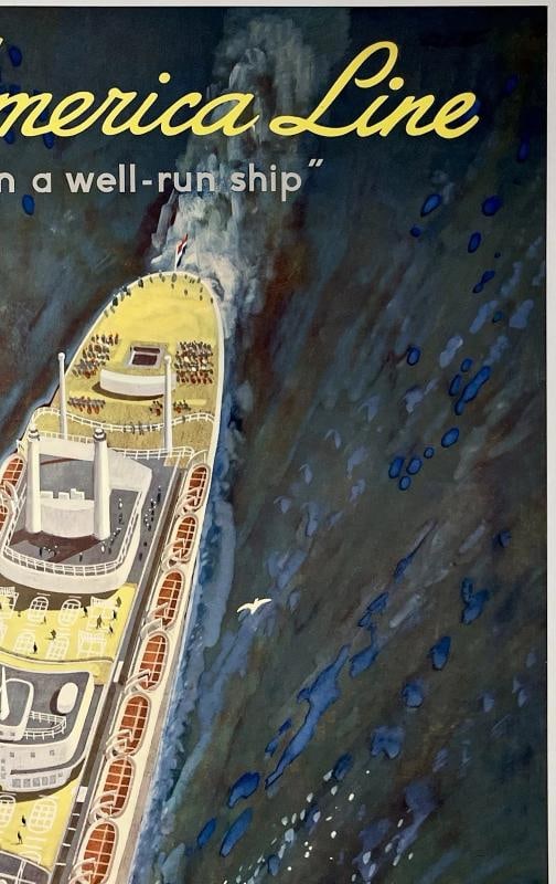 Original Vintage Poster HOLLAND AMERICA LINE ENJOY YOUR TRIP GO BY SHIP Linen - 3