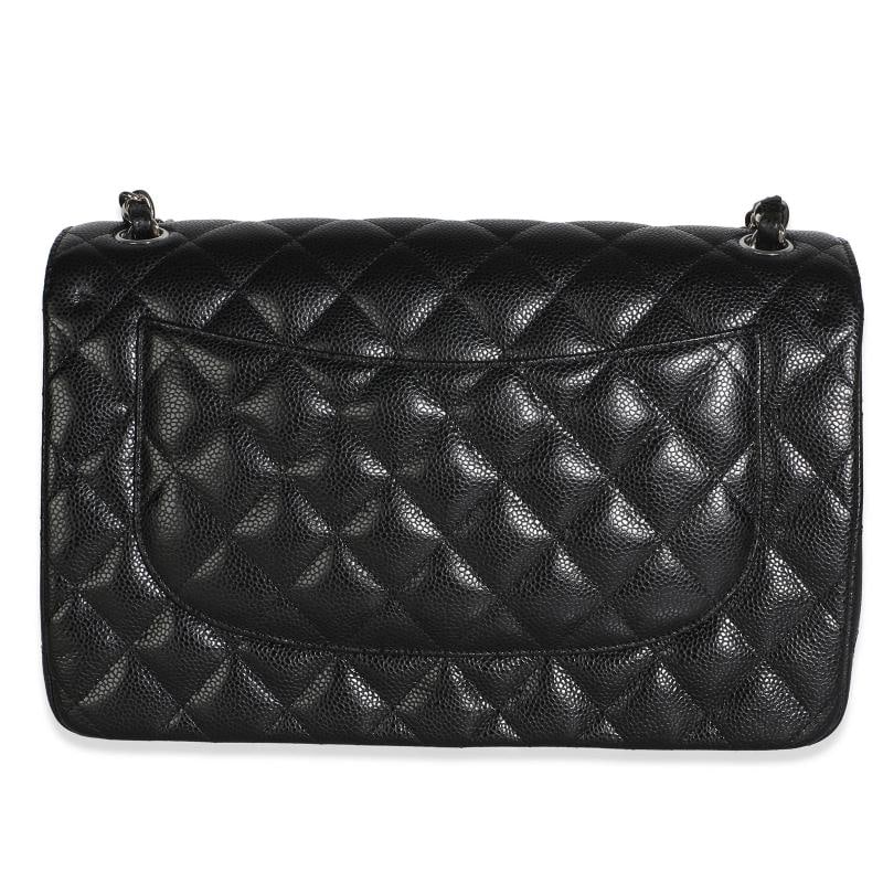 Chanel Black Quilted Caviar Jumbo Double Flap Bag - 5