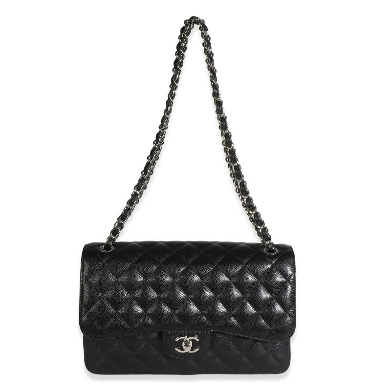 Chanel Black Quilted Caviar Jumbo Double Flap Bag - 6