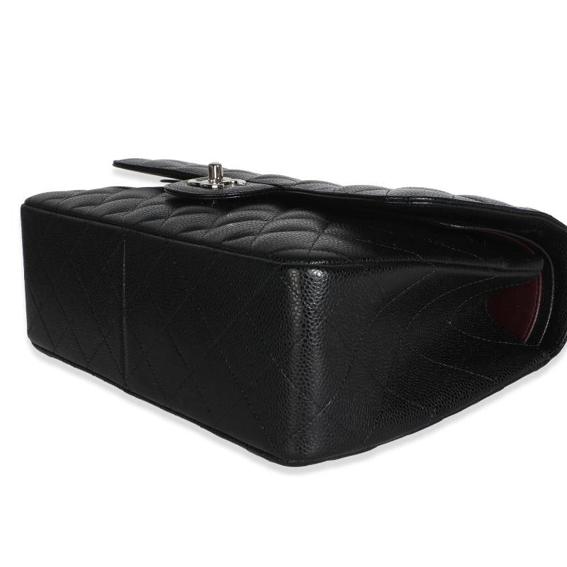 Chanel Black Quilted Caviar Jumbo Double Flap Bag - 7