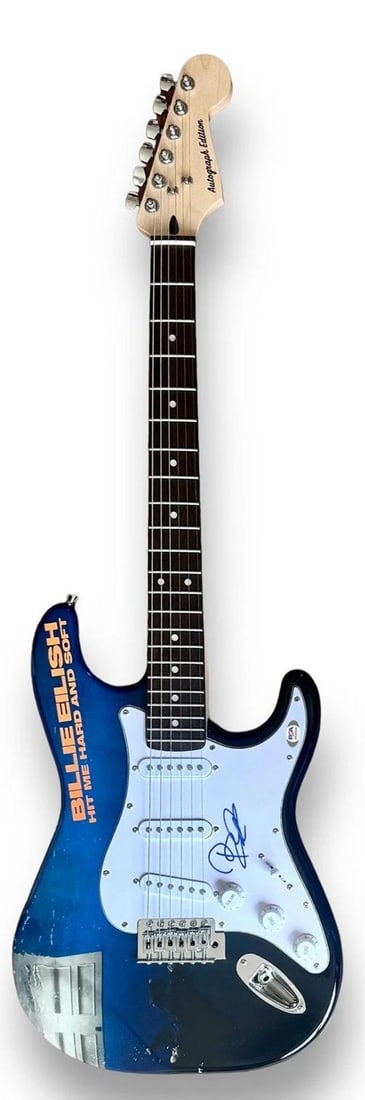 Billie Eilish Signed Guitar Custom Graphics PSA/DNA COA Hit Me Hard And Soft - 2