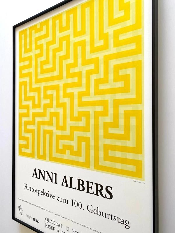 ANNI ALBERS RARE 1999 LITHOGRAPH PRINT FRAMED MCM POSTER " GELBER MAANDER " 1970 - 11
