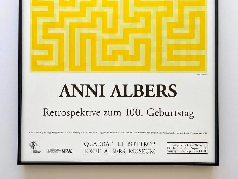 ANNI ALBERS RARE 1999 LITHOGRAPH PRINT FRAMED MCM POSTER " GELBER MAANDER " 1970 - 3