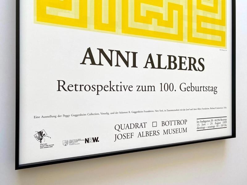 ANNI ALBERS RARE 1999 LITHOGRAPH PRINT FRAMED MCM POSTER " GELBER MAANDER " 1970 - 7