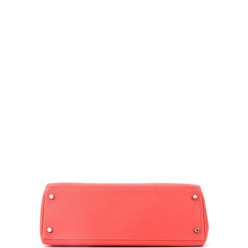 Hermes Kelly Handbag Red Clemence with Palladium Hardware 32 - 4