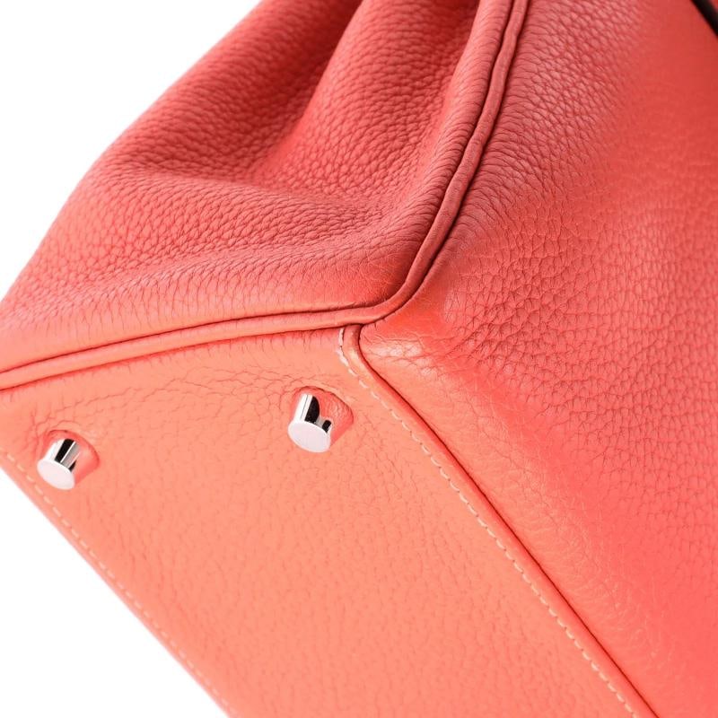 Hermes Kelly Handbag Red Clemence with Palladium Hardware 32 - 7