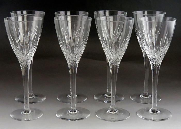 8 Vintage English Stuart Cambridge Cut Glass Crystal Champagne Flutes Glasses (1 of 7)