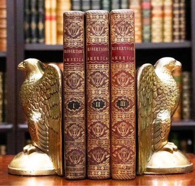1783 The History of America William Robertson Fine Leather Bindings Folding Maps: Author: William Robertson,Country of Origin: United States of America,Publisher: W. Strahan,Year Printed: 1783,Binding: Leather,Subject: Illustrated 1783 The History of America William Robertson Fine