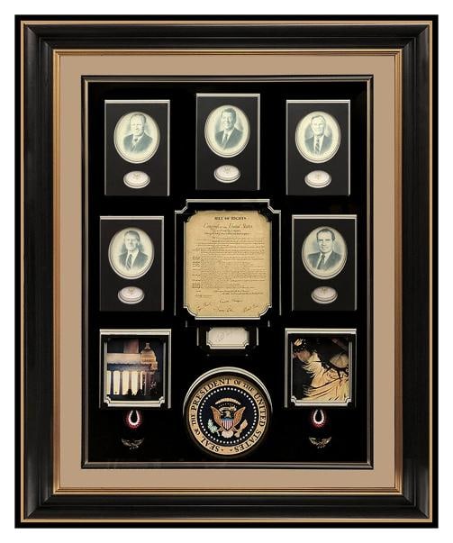 United States President Large Hand Signed Memorabilia Display Nixon Reagan Bush: Condition: Used,Modified Item: No,Type: Presidential Seal,Country of Origin: United States Up for sale here we have an Extremely Rare, and Large United States Presidents Memorabilia display that
