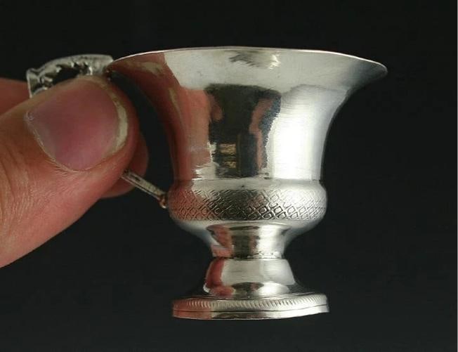 6 Quality Antique Italian Silver Demitasse Cups 1800s - 6