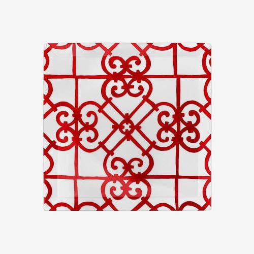 HERMES BALCON DU GUADALQUIVIR PAIR OF LARGE SQUARE PLATES #P011002P BRAND NIB