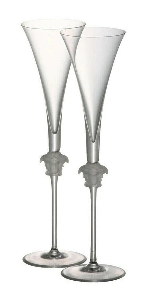 VERSACE BY ROSENTHAL MEDUSA LUMIERE CHAMPAGNE FLUTE PAIR #110835-48804 BRAND NIB