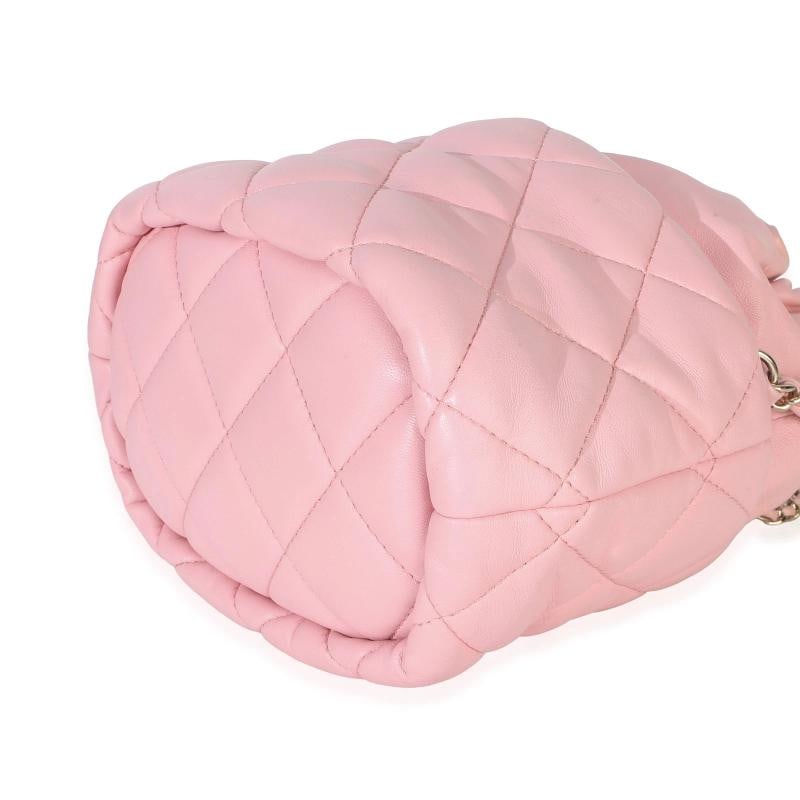 Chanel Pink Quilted Lambskin Pearl Drawstring Bucket Bag - 6