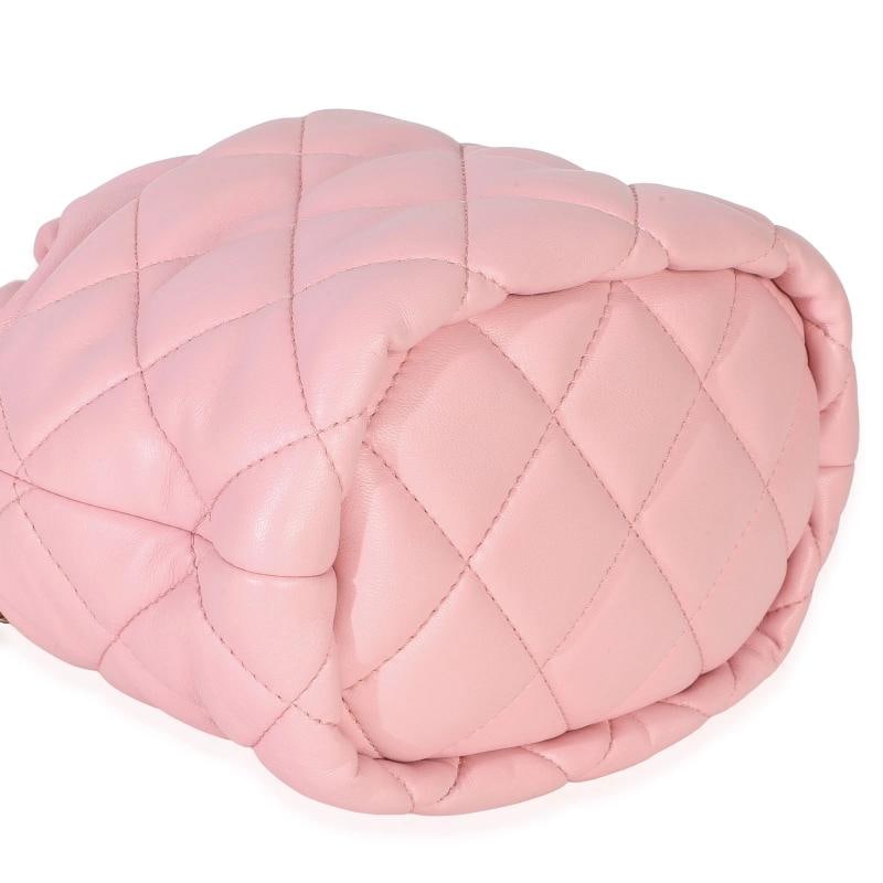 Chanel Pink Quilted Lambskin Pearl Drawstring Bucket Bag - 7