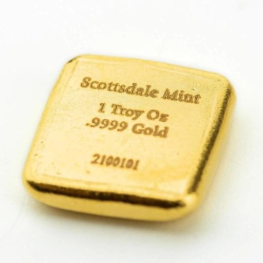 1oz .9999 Gold Bar w/ Laser Etched Serial Number - Hand Cast Square Design #A520 - 6