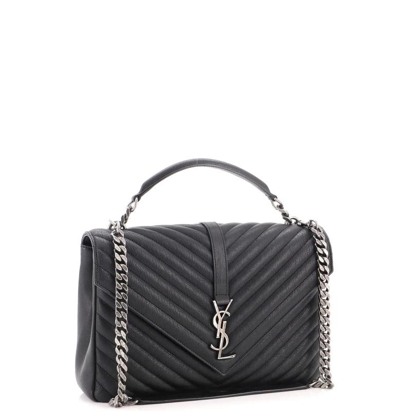 Saint Laurent Classic Monogram College Bag Matelasse Chevron Leather Large - 2