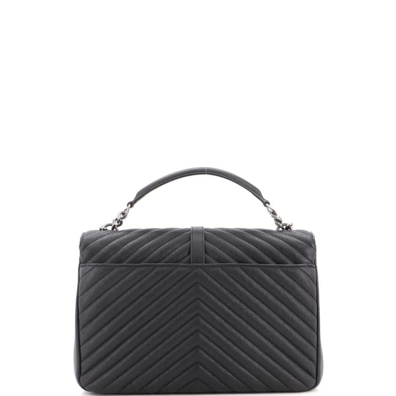 Saint Laurent Classic Monogram College Bag Matelasse Chevron Leather Large - 3