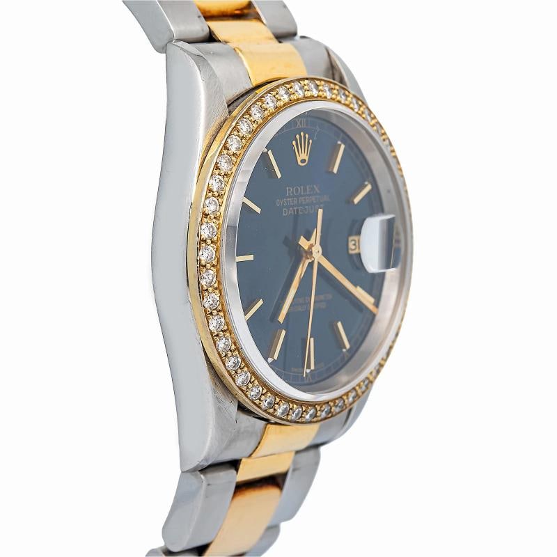Rolex Datejust 16203 Oyster 18k YG Two Tone Diamond Auto Blue Dial watch 36mm - 4