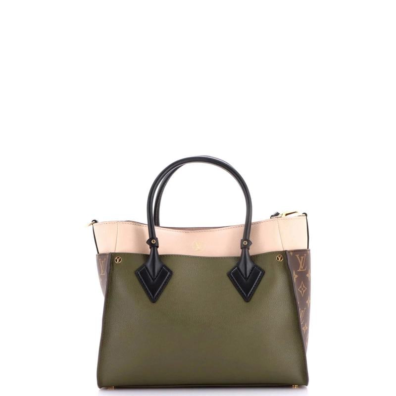 Louis Vuitton On My Side Tote Leather with Monogram Canvas MM - 3