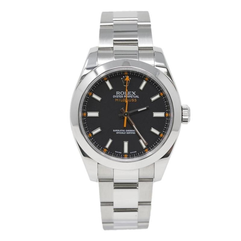 Rolex Milgauss 116400 2011 Card SS Oyster Black Dial Auto Men's Watch 40mm: Case Size 40mm Wrist Fit 20mm Box No Papers Yes (2011) Condition Ã¢â‚¬â€ Used - Like New Full Specifications Brand Rolex Model Milgauss Customized No Serial