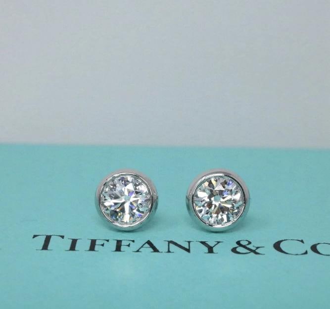 Tiffany & Co Peretti Plat VS1 Round Diamond By The Yard Stud Earrings .68c - 5