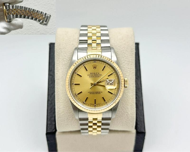 Rolex Datejust 16233 36mm Champagne Dial 18k Yellow Gold Stainless Steel: Style Number: 16233 Serial: X928*** Year: 1991 Model: Rolex Datejust Case Material: Stainless Steel Band: 18K Yellow Gold & Stainless Steel Bezel: 18K Yellow Gold Dial: Champagne Crystal: Sapphire Cas