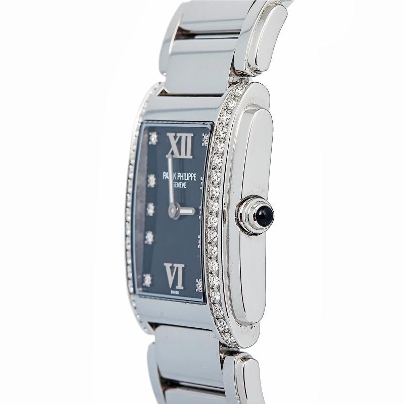 Patek Philippe Twenty4 4910/10A Diamond Bezel Quartz Black Dial Women Watch 25mm - 3