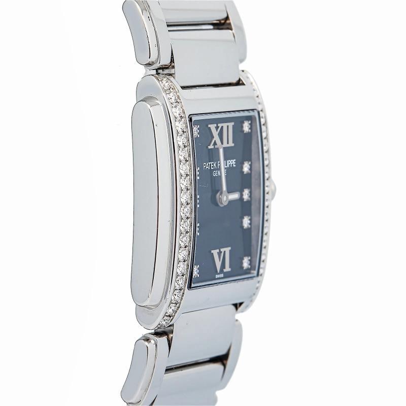 Patek Philippe Twenty4 4910/10A Diamond Bezel Quartz Black Dial Women Watch 25mm - 4