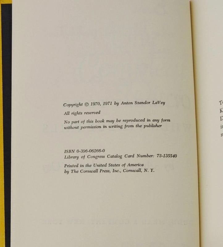 Compleat Witch ~ ANTON SZANDOR LAVEY ~ Signed First Edition 1st 1971 Review Copy - 6