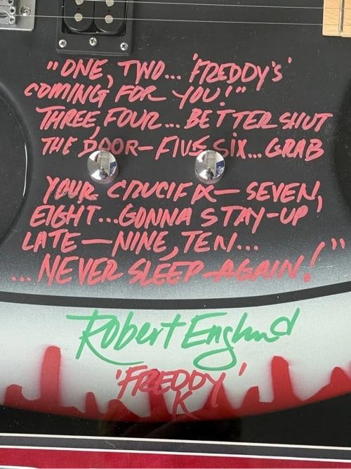 Robert Englund Hand Signed Custom Guitar Inscribed Freddy Krueger Framed BAS - 2