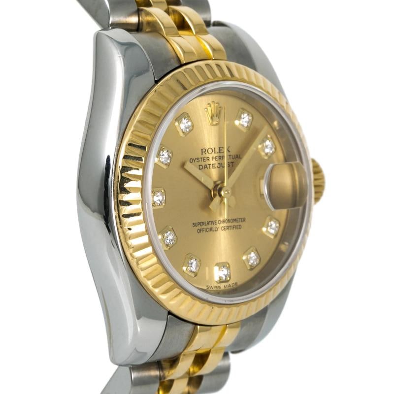 Rolex Datejust 179173 Jubilee 18K TwoTone Auto Champagne Diamond Dial Women 26mm - 4